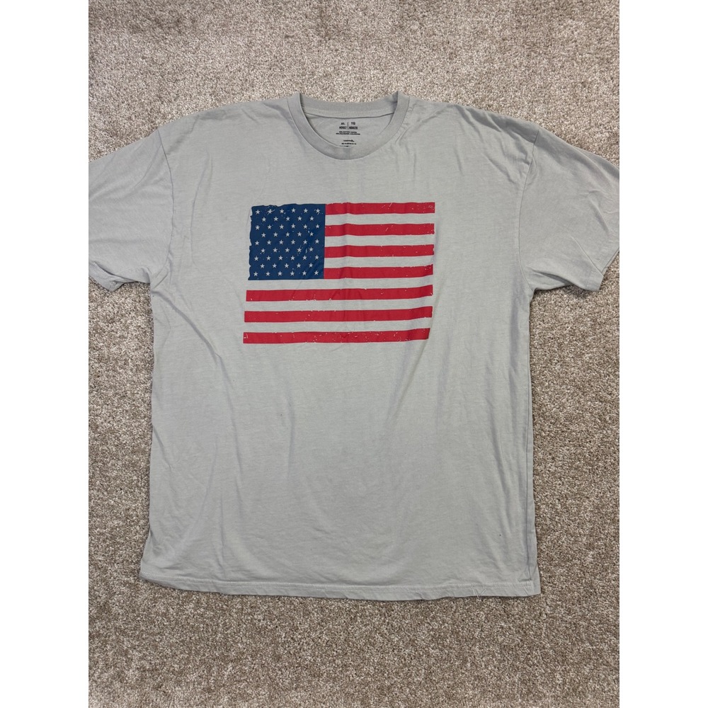 Celebrate It Mens XL Gray American Flag Graphic T-Shirt Distressed USA Tee